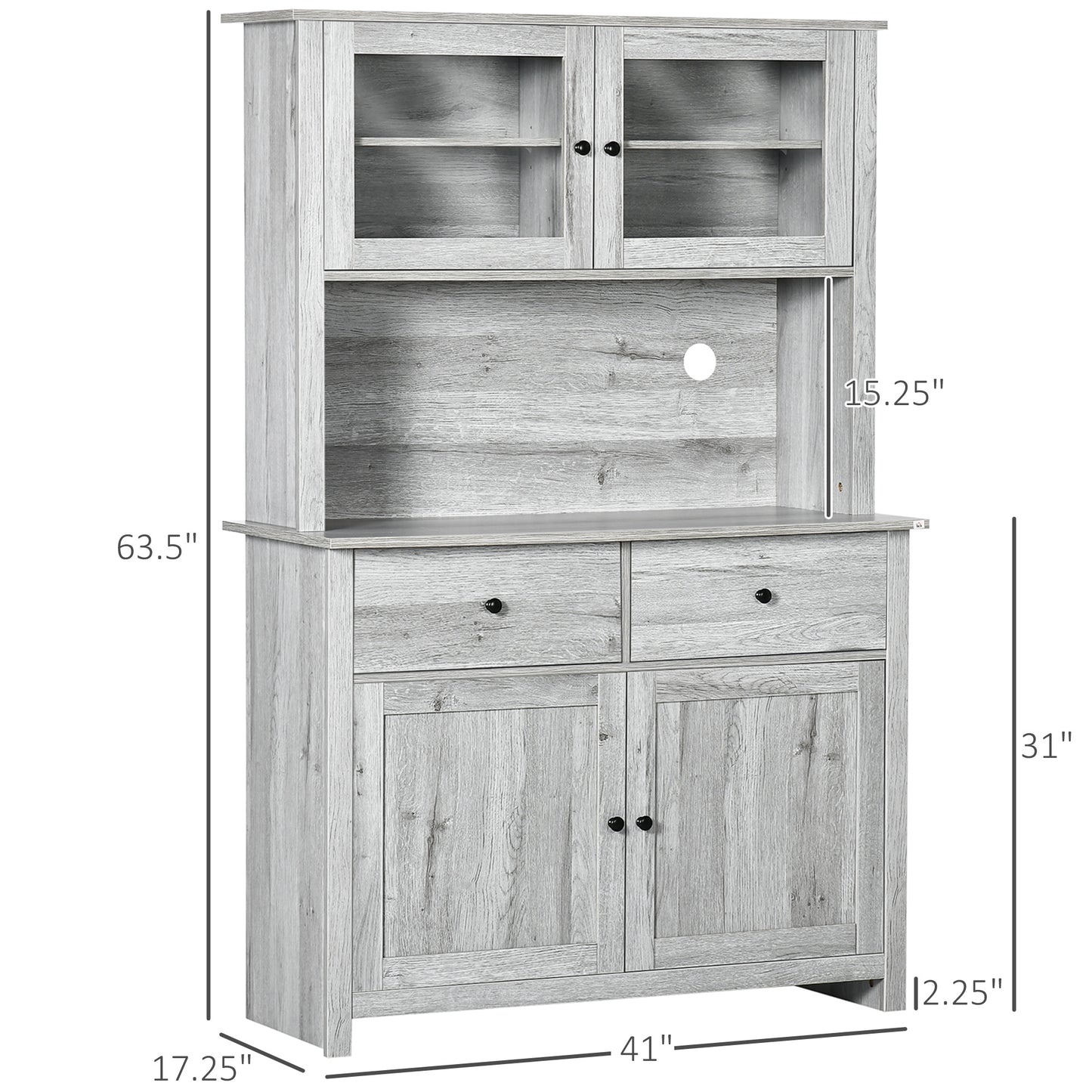 Dino Kitchen Buffet with Hutch - Ash Gray