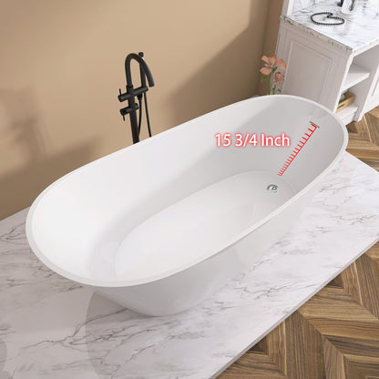 Nest 59" Acrylic Freestanding  Soaking Bathtub - Gloss White