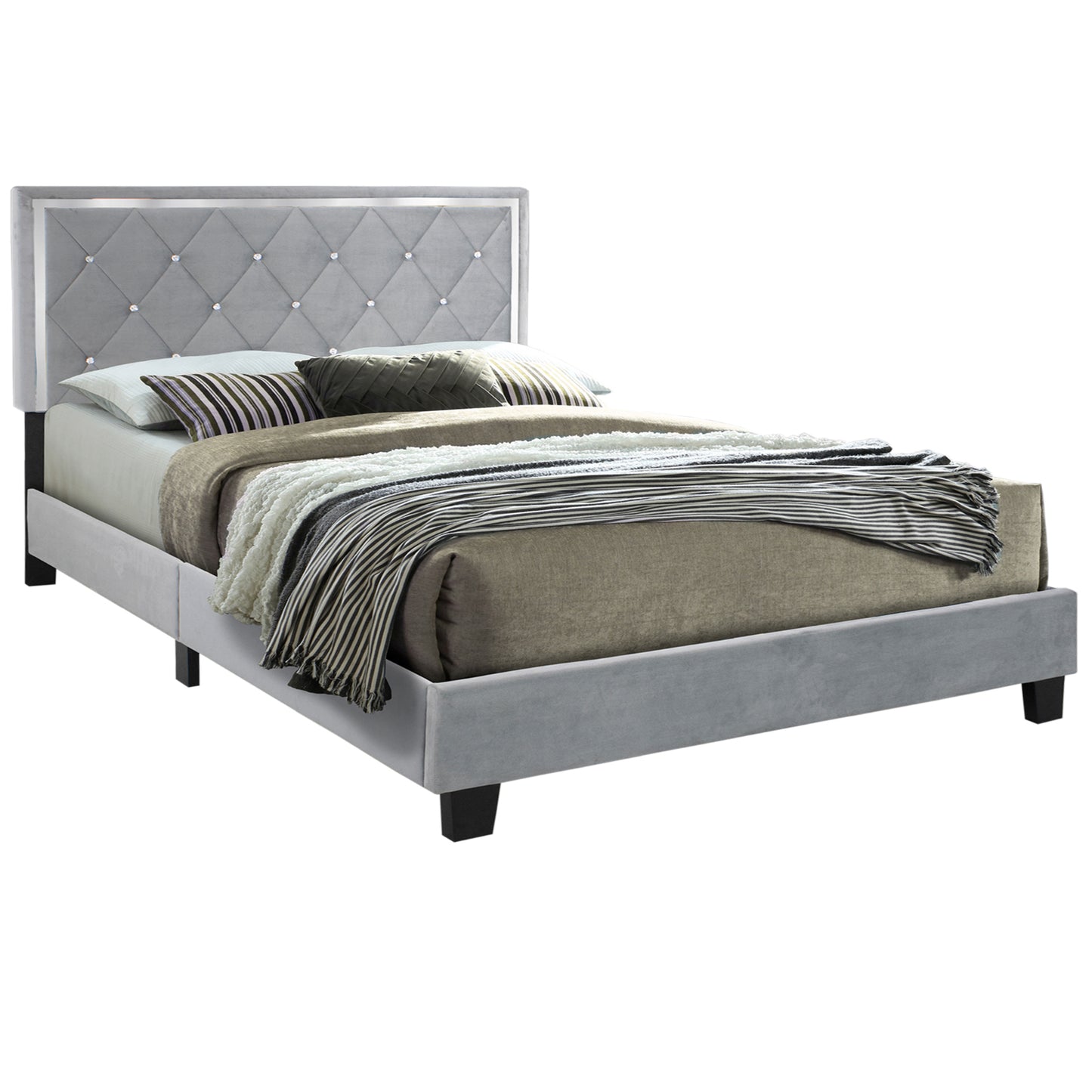 Go Green Woods Monica Velvet Upholstered King Platform Bed