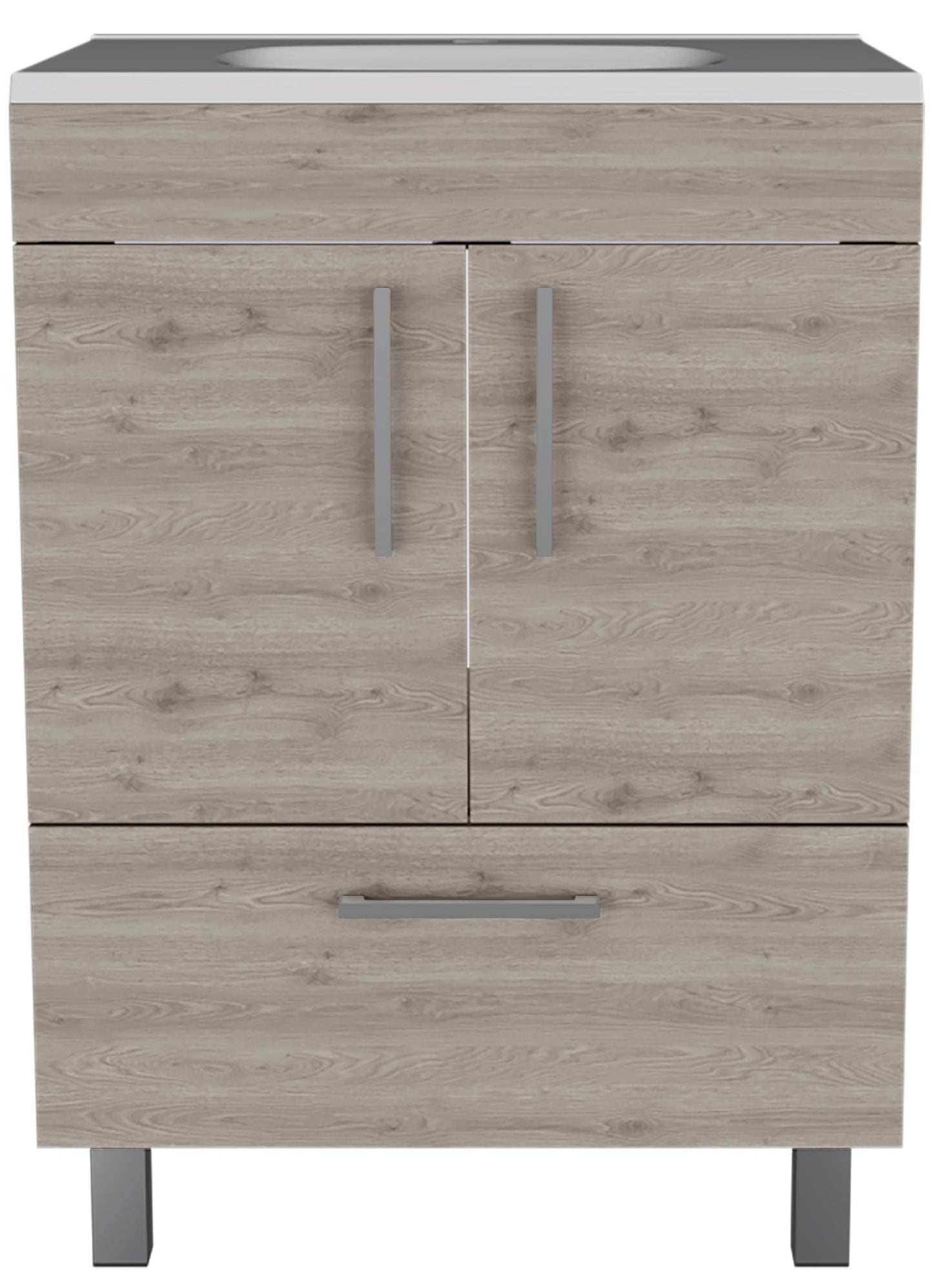 2-Door Rectangle Single Bathroom Vanity - Gray