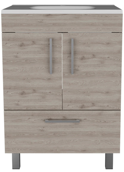 2-Door Rectangle Single Bathroom Vanity - Gray