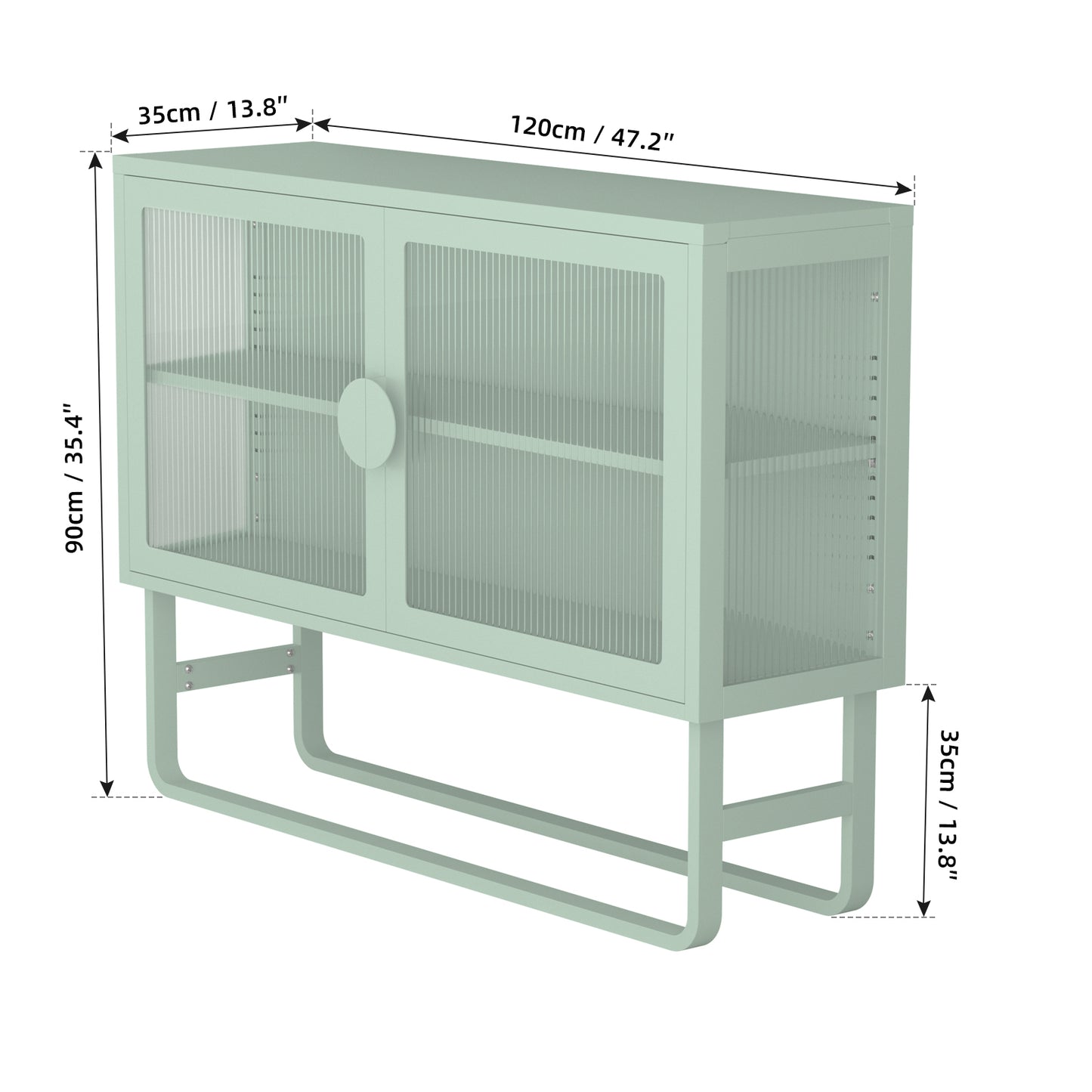 Tempered Glass Cabinet Credenza - Light Green