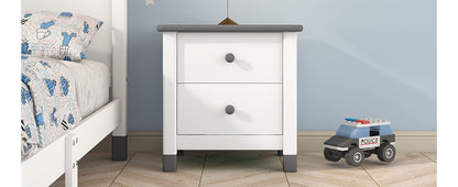 Hana Wooden Nightstand with Two Drawers - White