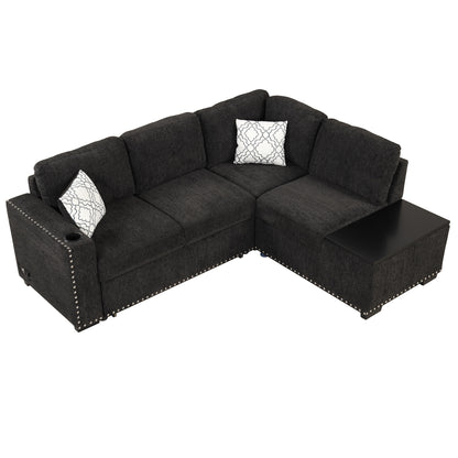 Javier Reversible Sectional Pull-Out Sofa Bed - Black