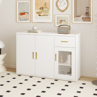 Vero Wood Accent Buffet Cabine - White