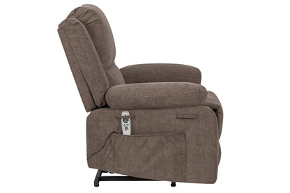 Solace Electric Power Recliner Chair with Massage and Heatin - Brown