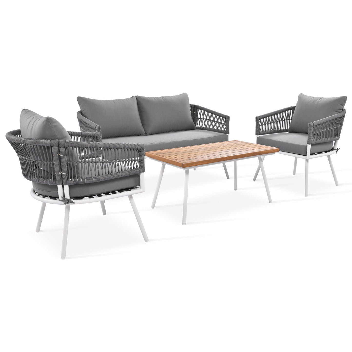 Boho 4 Pc Rope Patio Furniture Set - Gray