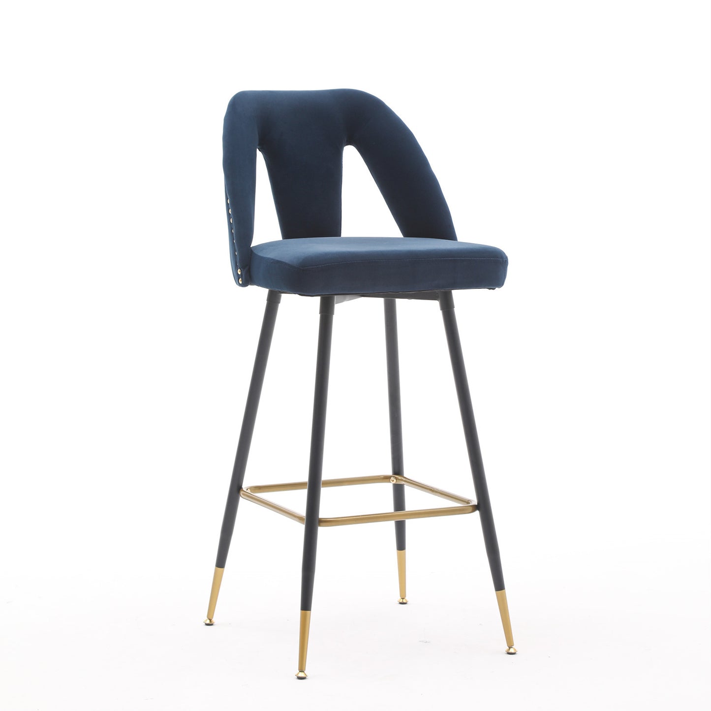 Velvet Upholstered Connor 28" Bar Stool - Blue  Set of 2