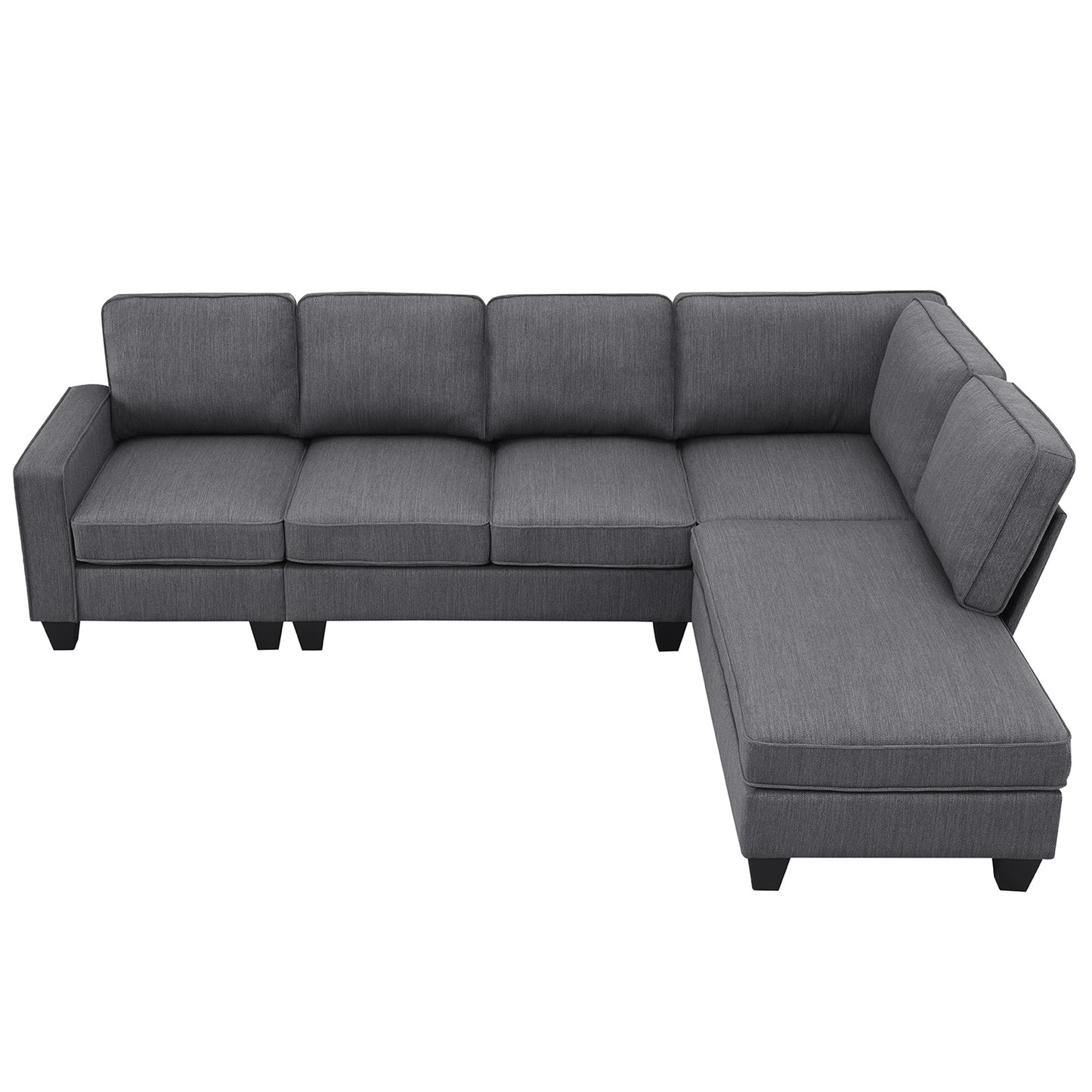 Vortex 7-seat Linen Fabric L-shaped Sectional Sofa - Gray