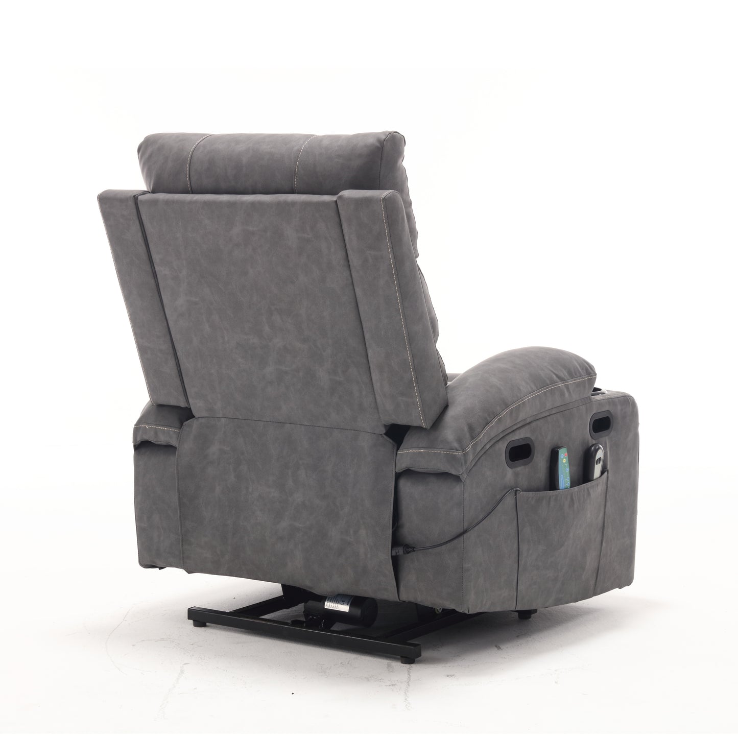 Elias Large Power Lift Recliner Chair with Massage - Gray