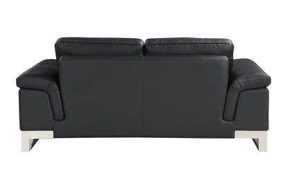 Jessi Top Grain Italian Leather Loveseat - Black