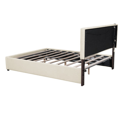 Ps Queen Size Storage Bed w Hydraulic System - Beige