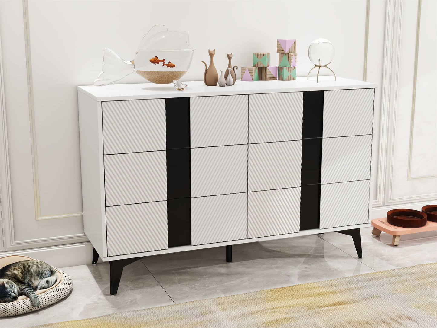 Tasha 6-drawers dresser cabinet - White