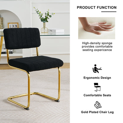 Ezell Dining Chairs with Gold Metal Leg (Set of 2) - Black