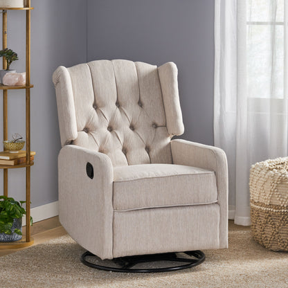 Mylo Manual Recliner Chair with 360-Degree Swivel - Beige