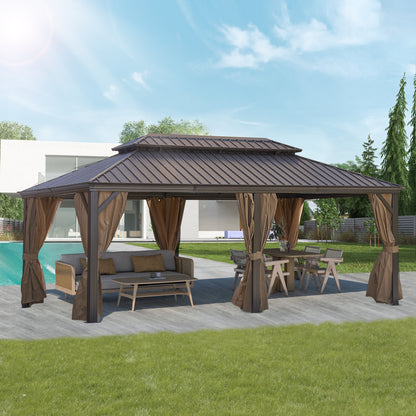 Afix 12 X 20 ft  Permanent Hardtop Gazebo Canopy - Bronze