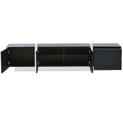 Terra White & Black Contemporary Rectangle Design TV Stand - Black