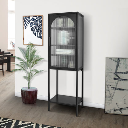 Tempered Glass High Cabinet - Black