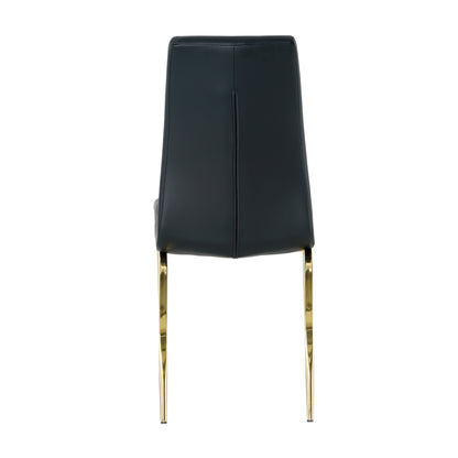 Shona Pu Dining Chairs with Gold Metal Leg (Set of 4) - Black