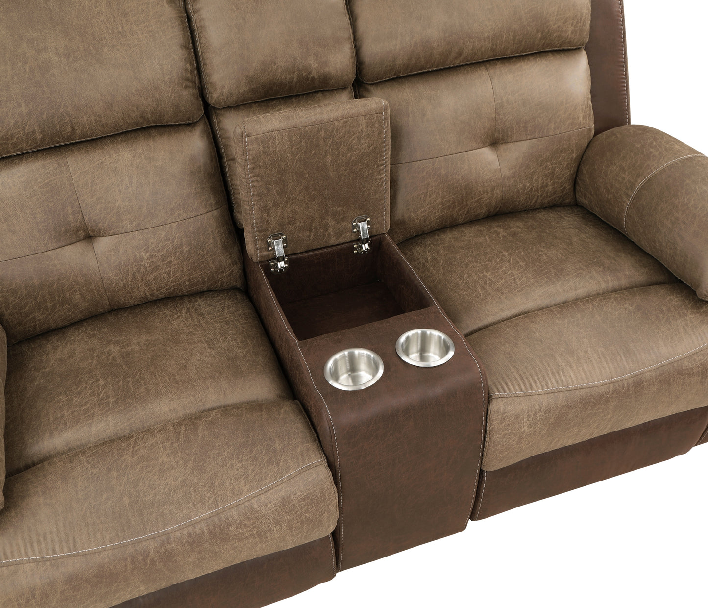 Gordon Dual Glider Reclining Loveseat with Center Console Plush Arms