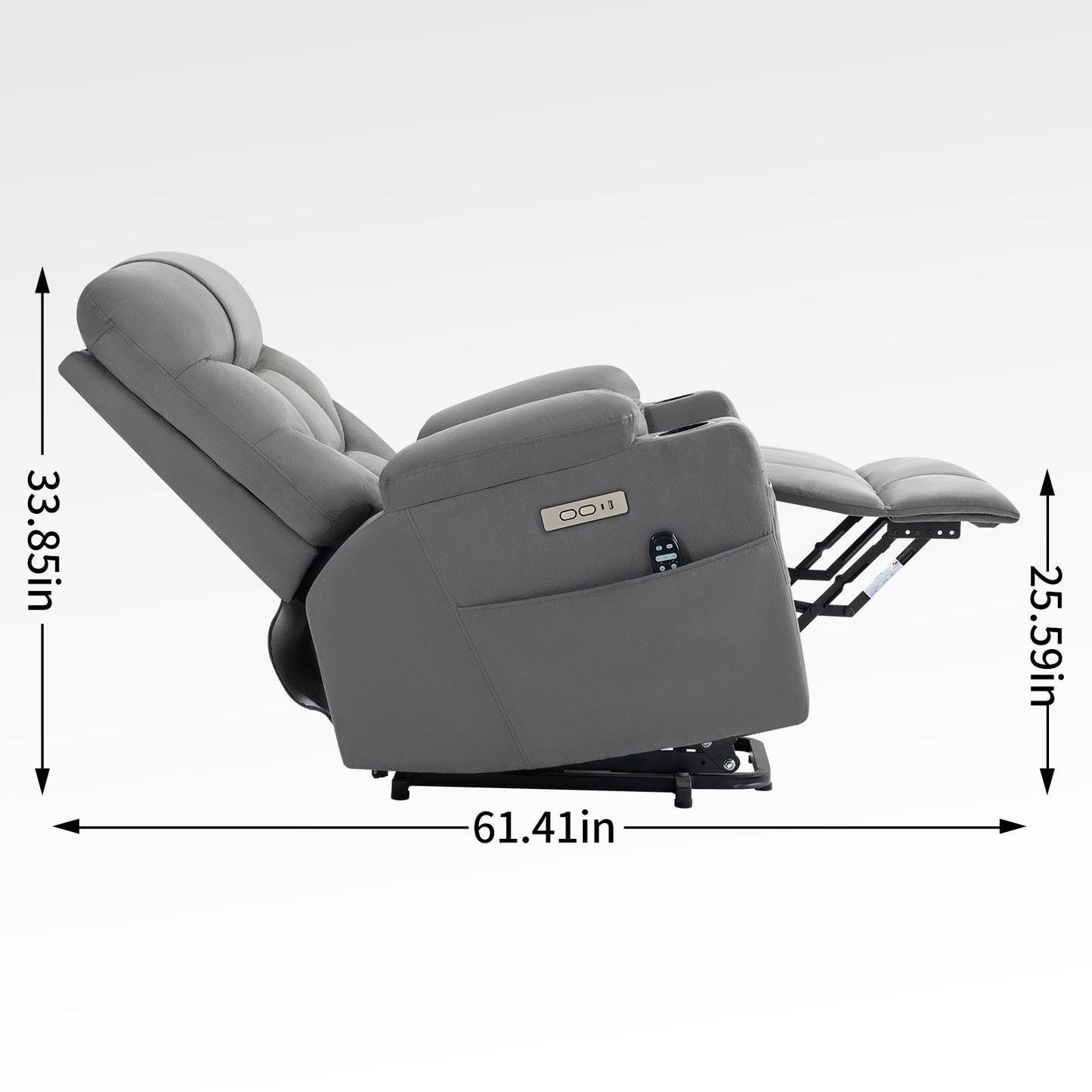 Okin II Power Lift Fabric Recliner Chair with Massage & Heat - Grey