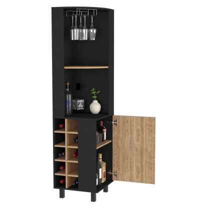 Cleveland Corner Bar Cabinet - Black/Pine