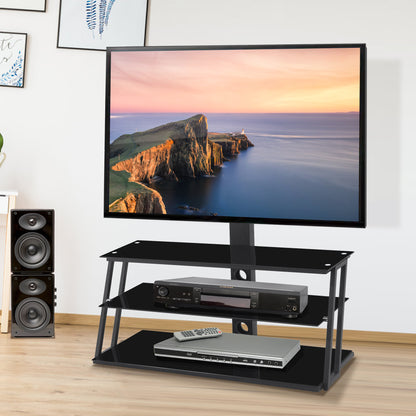 Echo Angle And Height Adjustable Tempered Glass TV Stand - Black