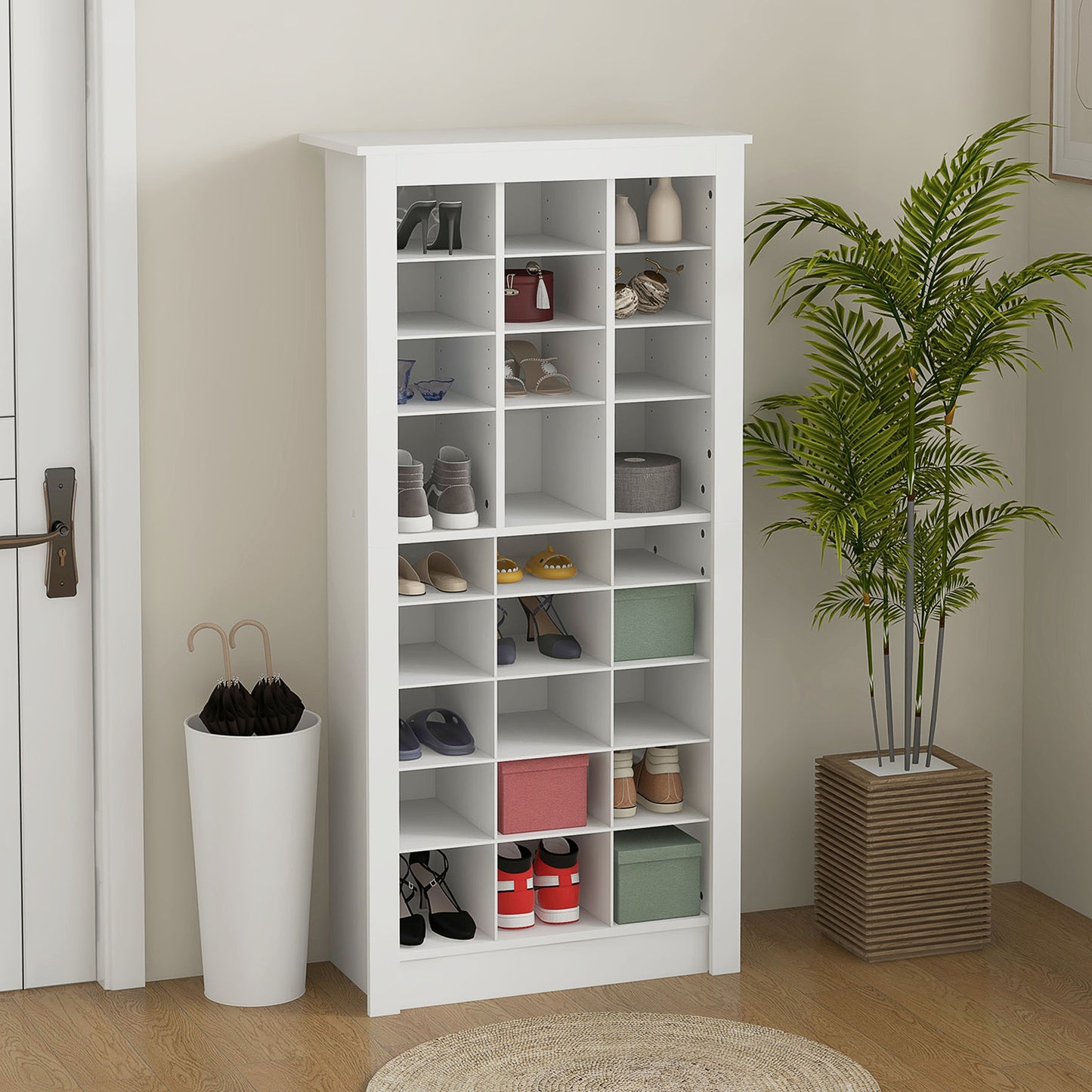 Savo Tall Shoe Cabinet - White