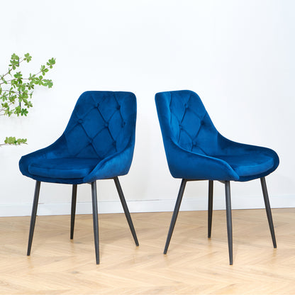 Sheron Velvet Dining Chairs (Set of 2) - Blue