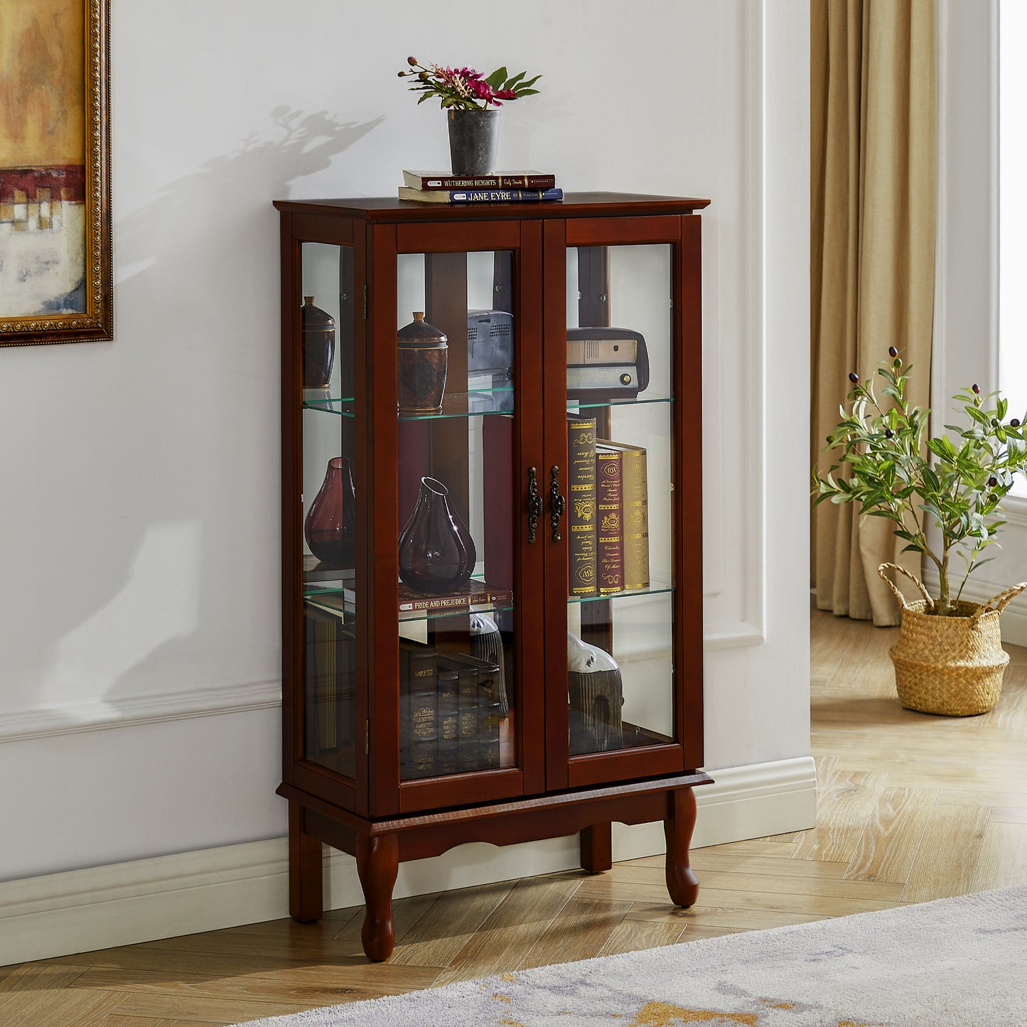 Karla Lighted Curio Diapaly Cabinet - Cherry