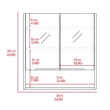 Feminine Mirror Double Door Cabinet - White