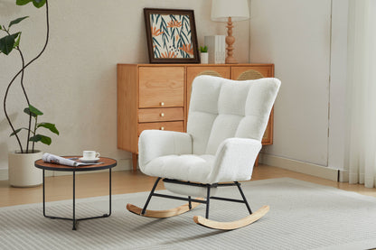 Hari II Modern Nursery Rocking Chair - White