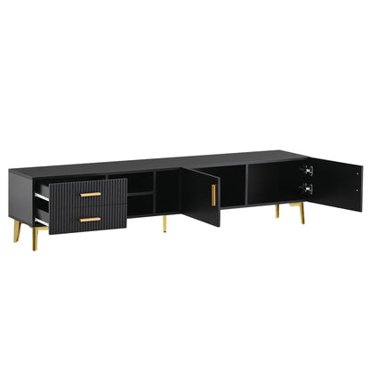 Eden II Stylish TV Stand with 5 Champagne Legs - Black