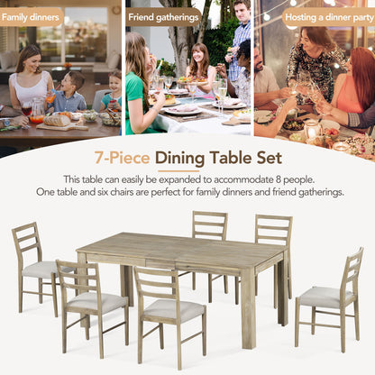 Viola 7pc Dining Set Extendable Table 6x Side Chairs - Natural