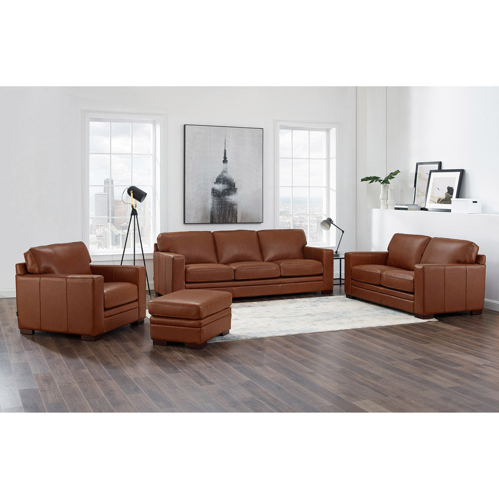 Dillon Leather Loveseat - Brown