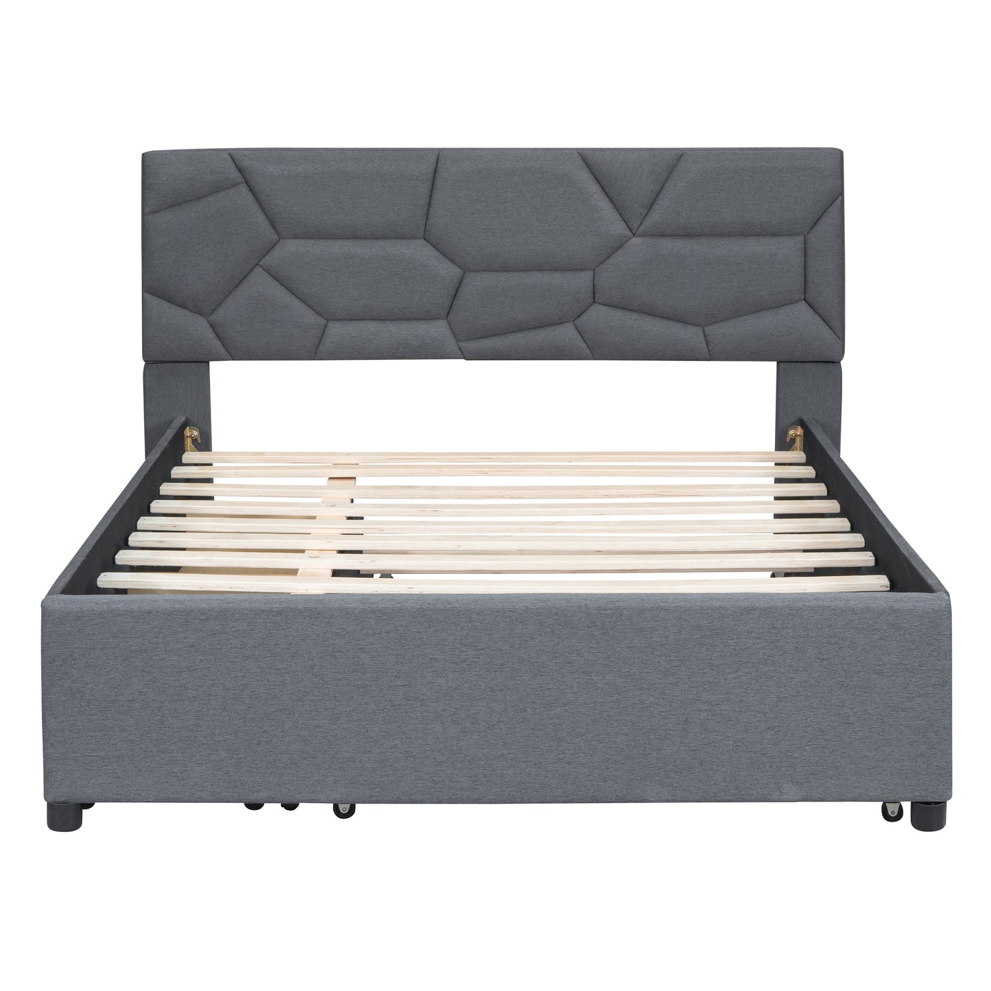 Brick Full Size Platform Bed with 2 drawers and Twin Size Trundle - Gray