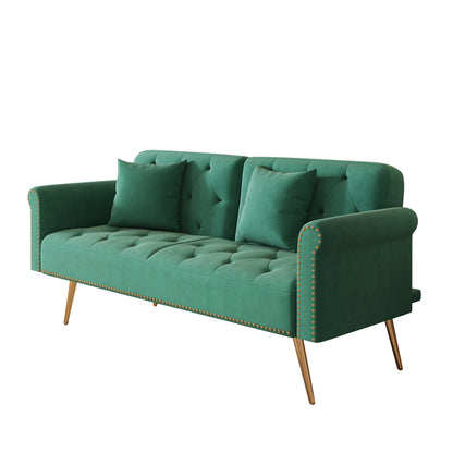 Uma Convertible Velvet Sofa Bed - Green