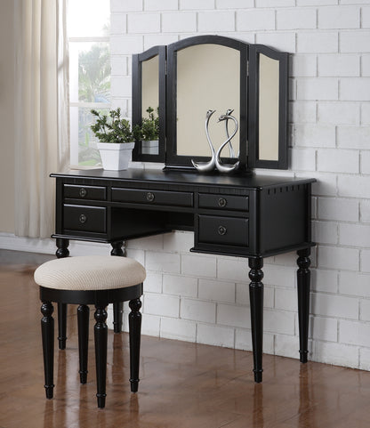 Arias Vanity Set with Foldable Mirror - Black