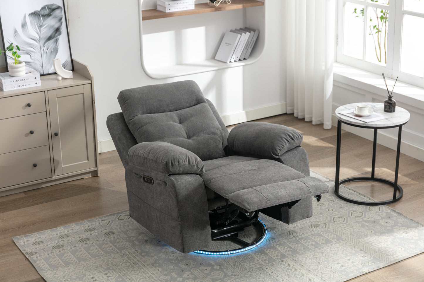 Aspen Power Recliner Glider Chair With Bluetooth Speaker - Dark Gray