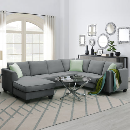 Harper Modular Sectional Sofa with Ottoman - Grey