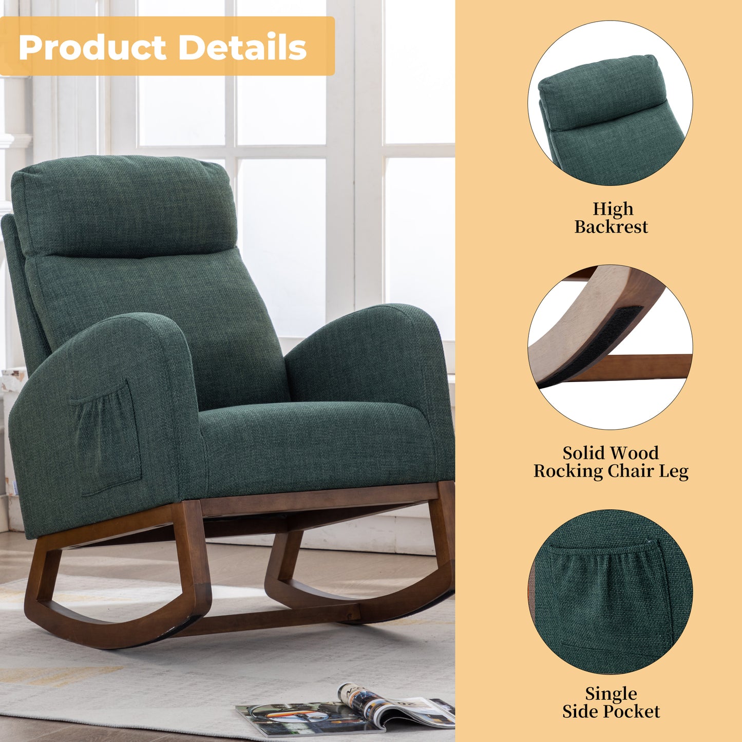 Frazer Rocking Chair - Emerald