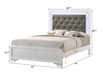 Sato Queen Size LED Panel Bed - White