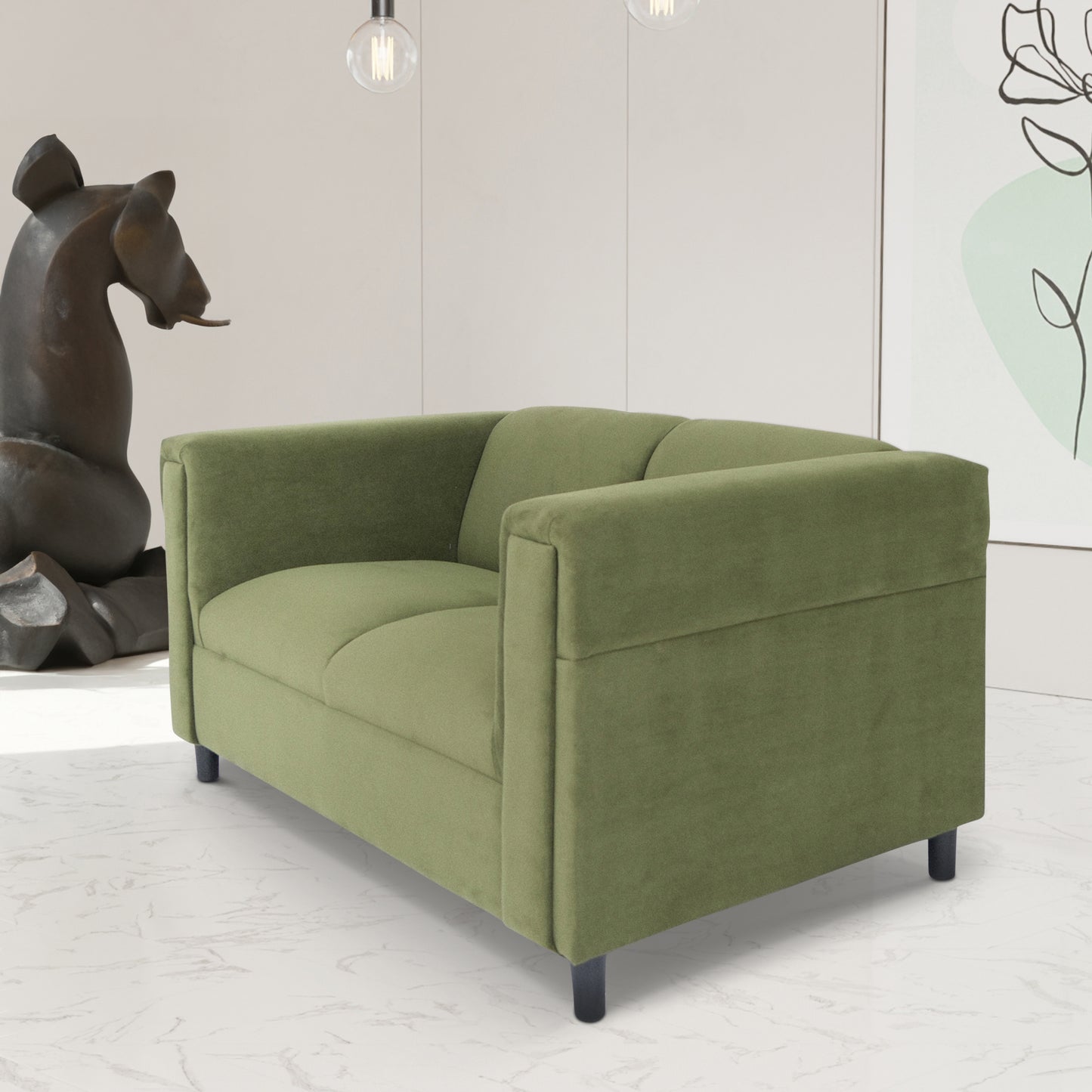 Trinity Suede Loveseat Sofa - Green