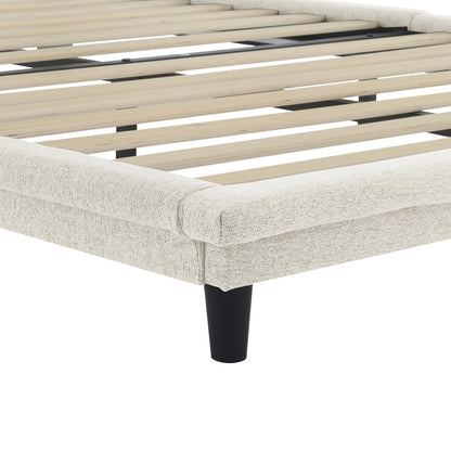 Joy Full Size Upholstered Bed with Light Stripe - Beige