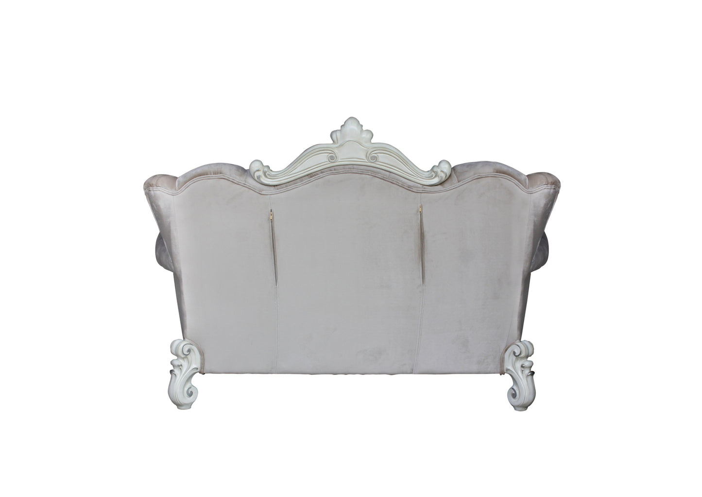 Versailles Velvet Loveseat w/3 Pillows in Ivory