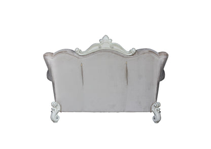 Versailles Velvet Loveseat w/3 Pillows in Ivory