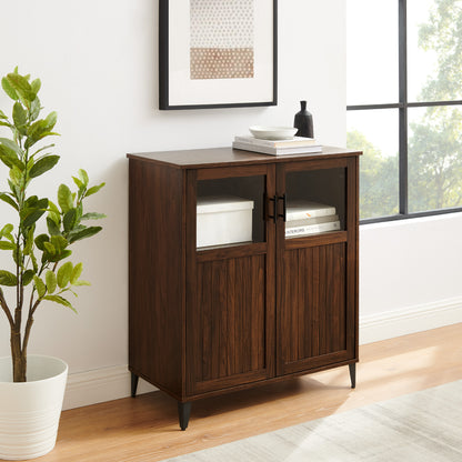 Eden Grooved-Door Accent Cabinet – Dark Brown