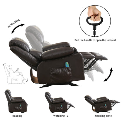 Marta Power Recliner with Massage and Heat - Brown