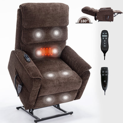 Hannah Power Lift Chenille Recliner Chair with Heat Massage - Brown