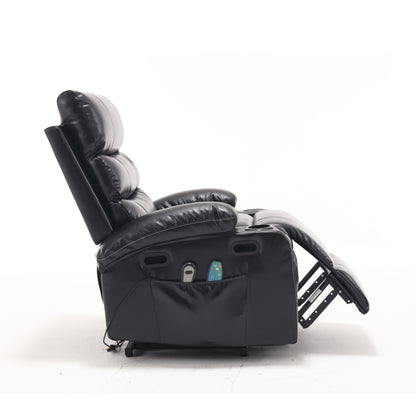 Elias Large Power Lift Recliner Chair with Massage - Black